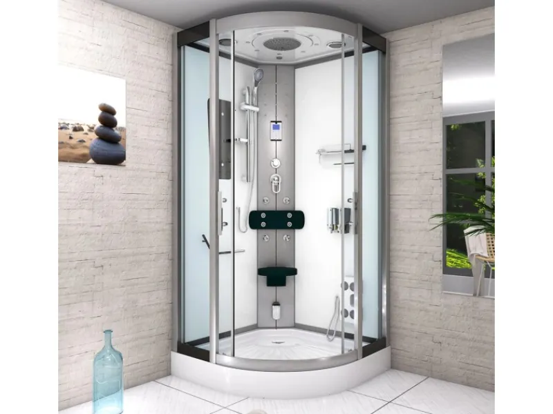Outlet Dampfdusche Duschtempel Sauna Dusche Duschkabine D46-00T2-EC 80x80 Einhebelmischer