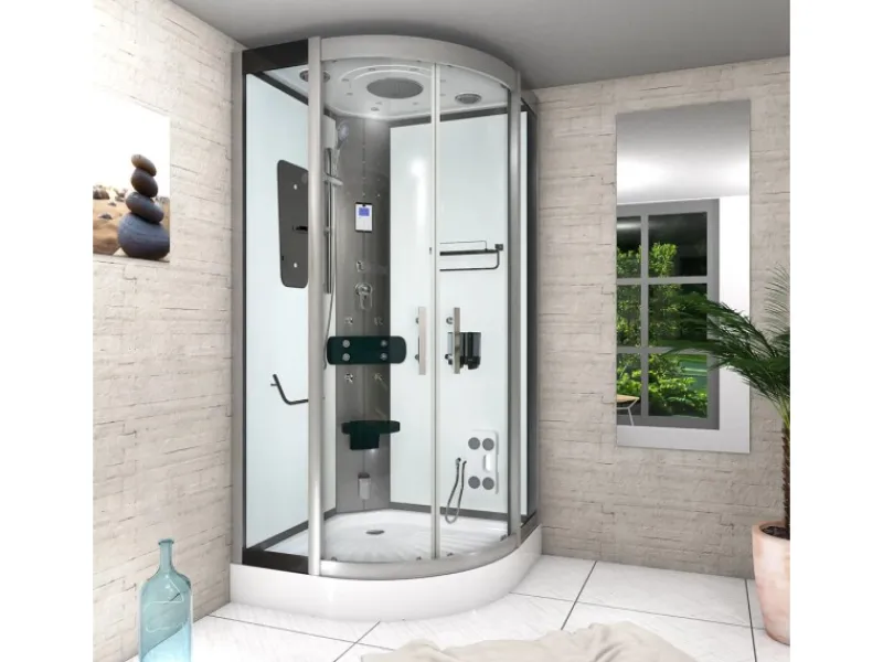 Outlet Dampfdusche Duschtempel Sauna Dusche Duschkabine D46-00T2-EC 80x80 Einhebelmischer