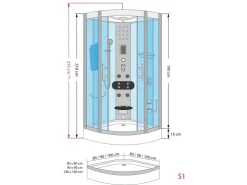 Best Dampfdusche Duschtempel Sauna Dusche Duschkabine D46-10M2 90x90 Einhebelmischer
