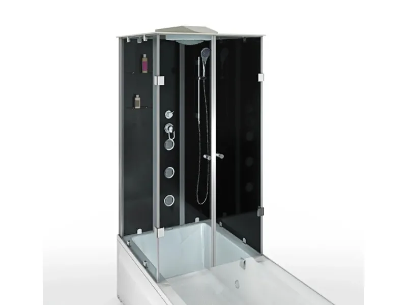 Best Dusche Wanne Kombination K05-R30-EC Duschkabine 90x180 Einhebelmischer