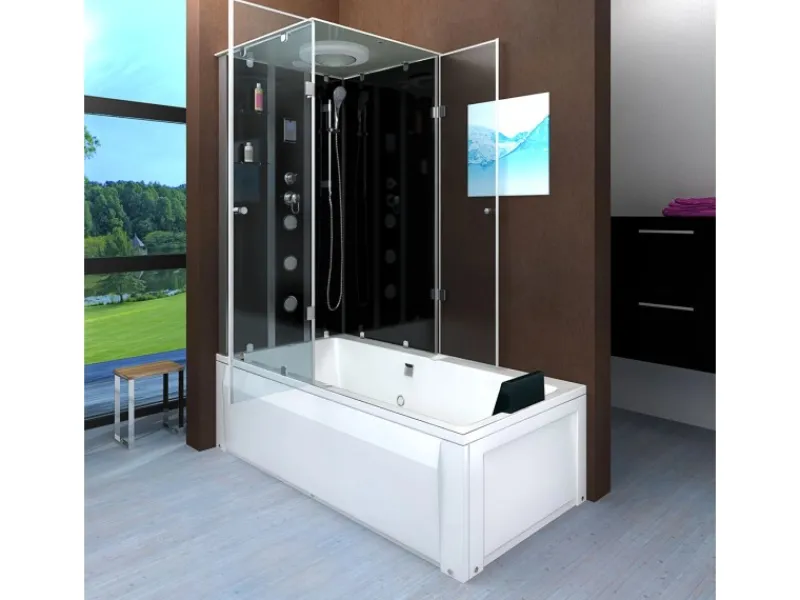 New Dusche Wanne Kombination K05-R31 Duschkabine 90x180 Einhebelmischer