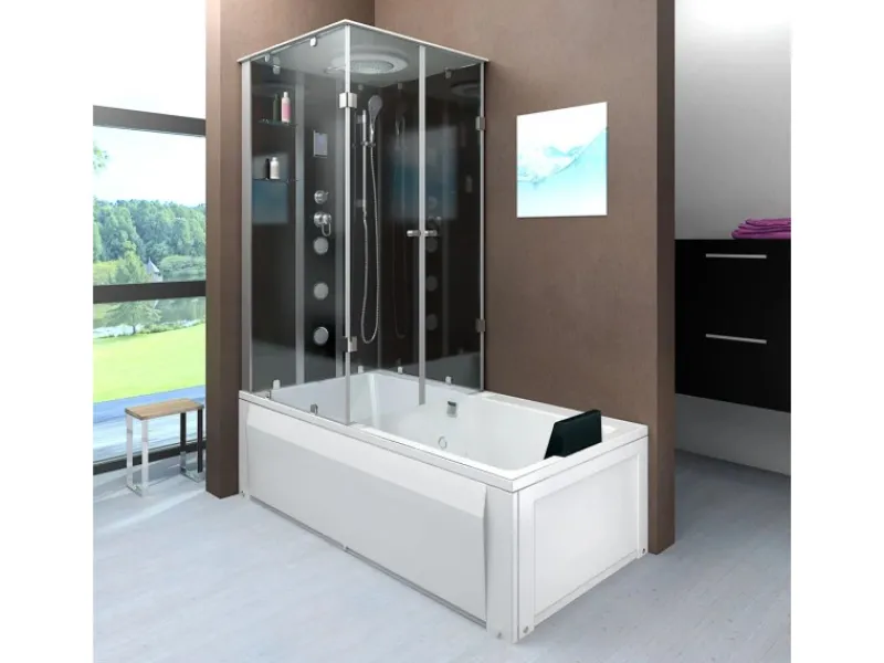 New Dusche Wanne Kombination K05-R31 Duschkabine 90x180 Einhebelmischer