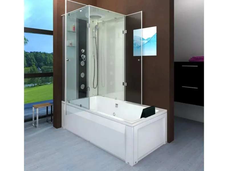 Hot Dusche Wanne Kombination K05-R00-EC Duschkabine 90x180 Einhebelmischer