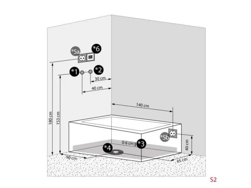 Hot Dusche Wanne Kombination K05-R00-EC Duschkabine 90x180 Einhebelmischer