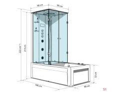 Hot Dusche Wanne Kombination K05-R00-EC Duschkabine 90x180 Einhebelmischer
