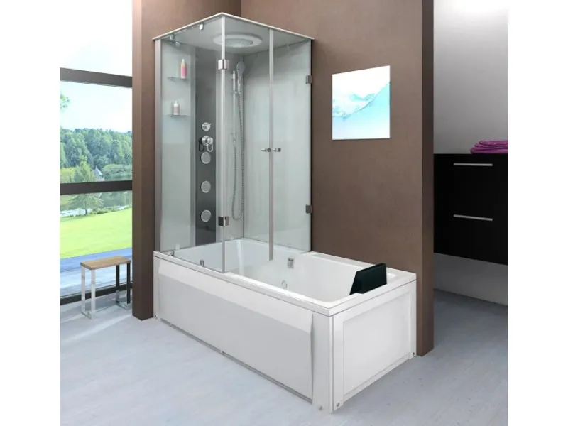 Hot Dusche Wanne Kombination K05-R00-EC Duschkabine 90x180 Einhebelmischer