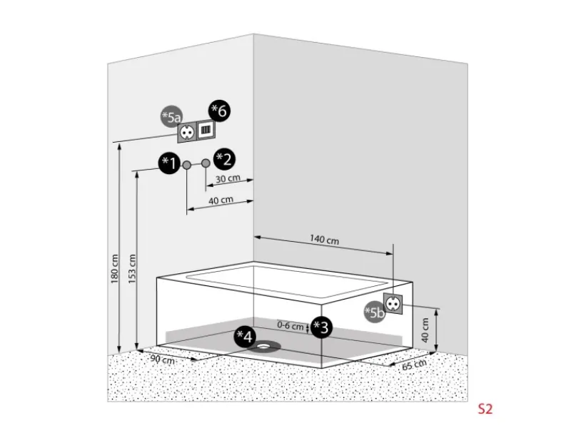 Discount Dusche Wanne Kombination K05-R31-EC Duschkabine 90x180 Einhebelmischer