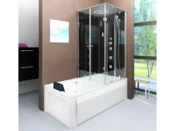 New Dusche Wanne Kombination K05-L30 Duschkabine 180x90 Einhebelmischer