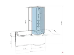 Hot AcquaVapore Kombination Badewanne Dusche K50-L00-EC Duschtempel 170x100