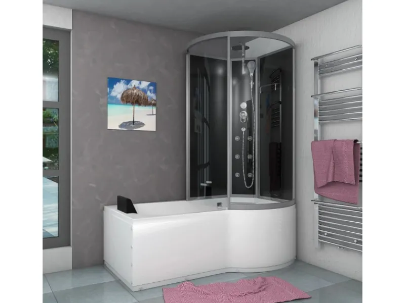 Outlet Kombination Badewanne Dusche K50-L30 Duschtempel 170x100 Einhebelmischer