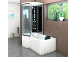 Clearance Kombination Badewanne Dusche K55-R33 Duschtempel 100x170 Einhebelmischer