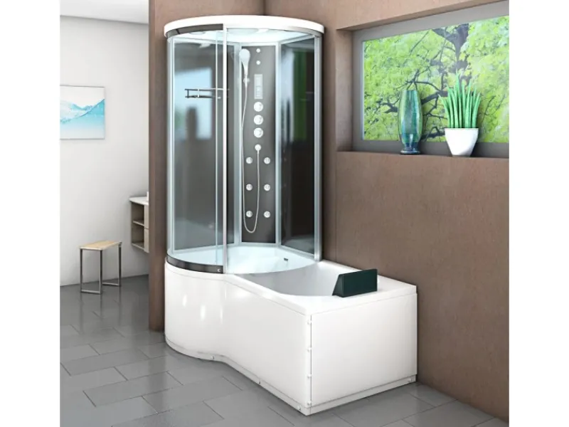 Clearance Kombination Badewanne Dusche K55-R33 Duschtempel 100x170 Einhebelmischer