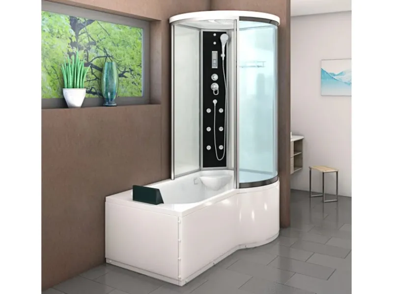 Outlet Kombination Badewanne Dusche K55-L01-EC Duschtempel 170x100 Einhebelmischer