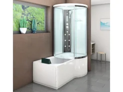 Outlet Kombination Badewanne Dusche K55-L01-EC Duschtempel 170x100 Einhebelmischer