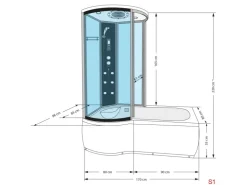 AcquaVapore Einhebelmischer<Kombination Badewanne Dusche K55-R31-EC Duschtempel 100x170