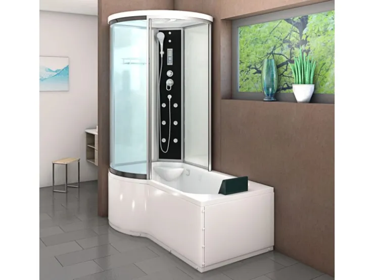 AcquaVapore Einhebelmischer<Kombination Badewanne Dusche K55-R01-EC Duschtempel 100x170