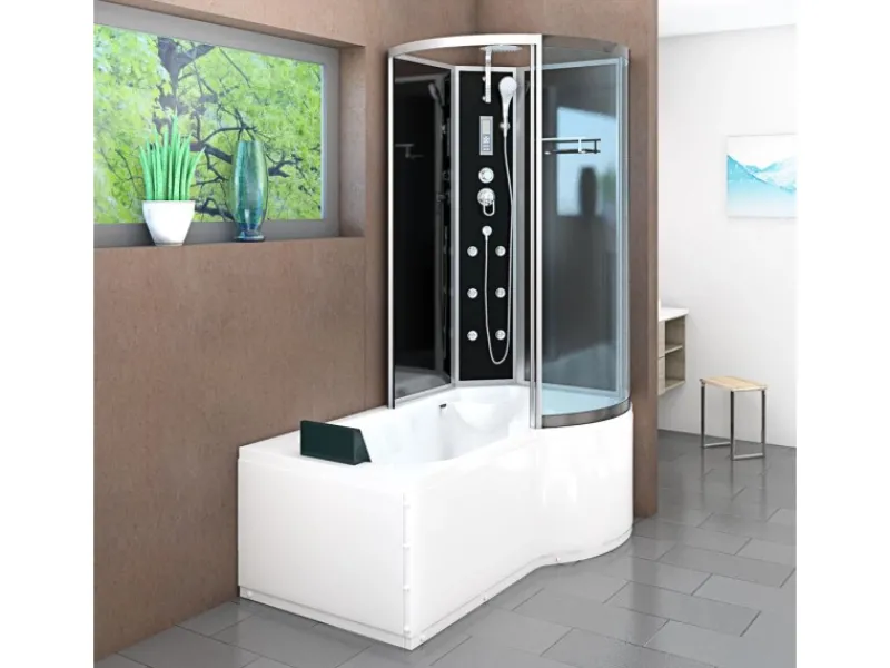 Best Kombination Badewanne Dusche K50-L31-EC Duschtempel 170x100 Einhebelmischer