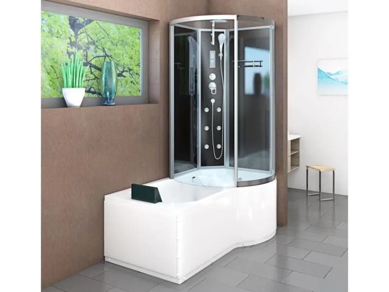 Best Kombination Badewanne Dusche K50-L31-EC Duschtempel 170x100 Einhebelmischer