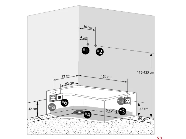 AcquaVapore Einhebelmischer<Kombination Whirlpool Dusche K50-R01-WP-EC Duschkabine Wanne 100x170
