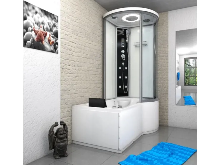 Clearance AcquaVapore Kombination Whirlpool Dusche K55-L01-WP Duschkabine Wanne 170x100