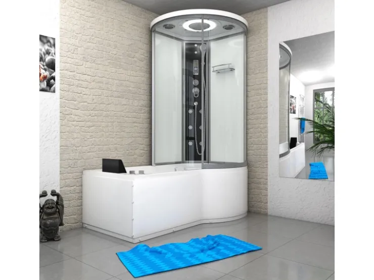 Clearance AcquaVapore Kombination Whirlpool Dusche K55-L01-WP Duschkabine Wanne 170x100