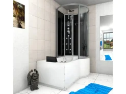 Best Kombination Whirlpool Dusche K50-L31-WP Duschkabine Wanne 170x100 Einhebelmischer