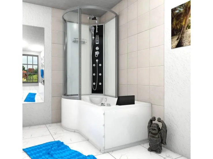 Discount AcquaVapore Kombination Whirlpool Dusche K50-R01-WP Duschkabine Wanne 100x170