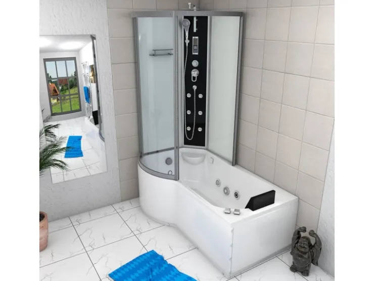 Discount AcquaVapore Kombination Whirlpool Dusche K50-R01-WP Duschkabine Wanne 100x170
