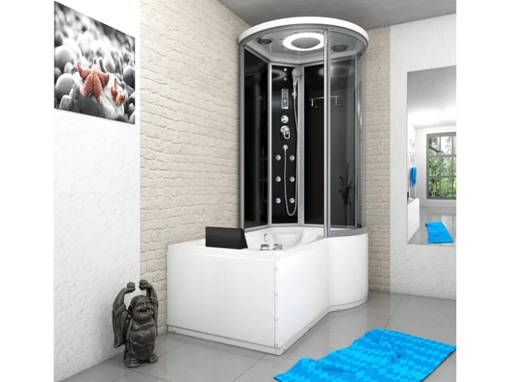 Sale AcquaVapore Kombination Whirlpool Dusche K55-L31-WP-EC Duschkabine Wanne 170x100