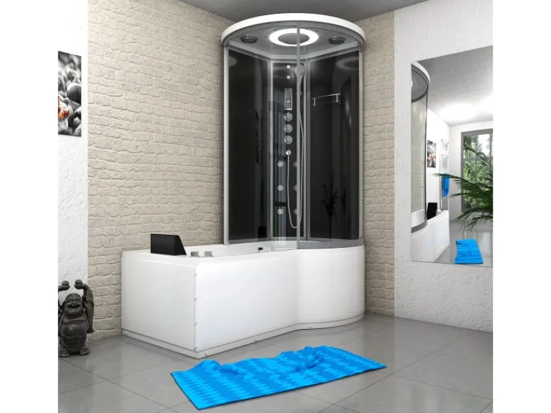 Best Kombination Whirlpool Dusche K55-L33-WP Duschkabine Wanne 170x100 Einhebelmischer
