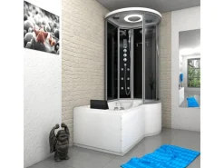 Best Kombination Whirlpool Dusche K55-L33-WP Duschkabine Wanne 170x100 Einhebelmischer
