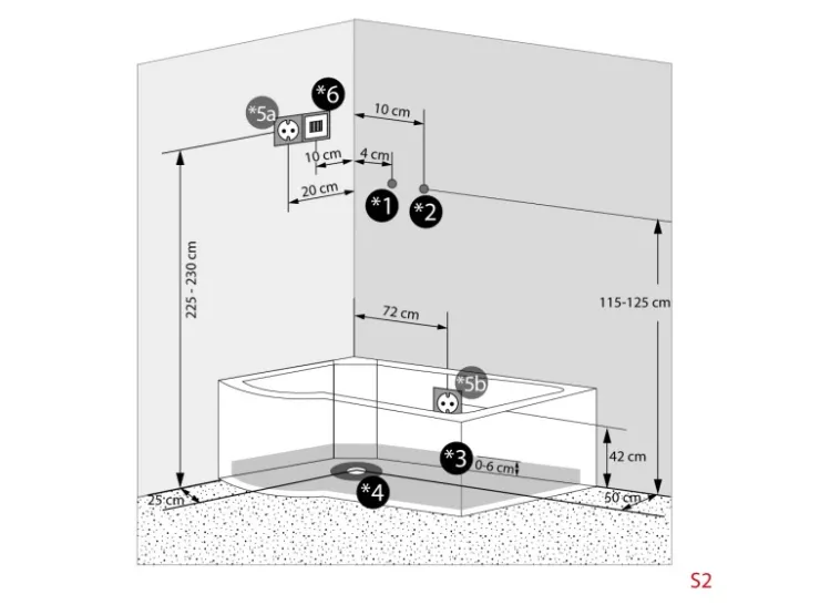 AcquaVapore Einhebelmischer<Kombination Whirlpool Dusche K55-R01-WP-EC Duschkabine Wanne 100x170