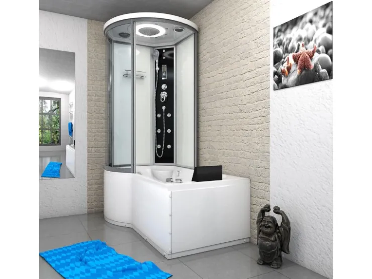 Sale AcquaVapore Kombination Whirlpool Dusche K55-R03-WP-EC Duschkabine Wanne 100x170