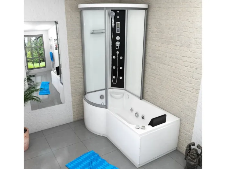 Sale AcquaVapore Kombination Whirlpool Dusche K55-R03-WP-EC Duschkabine Wanne 100x170