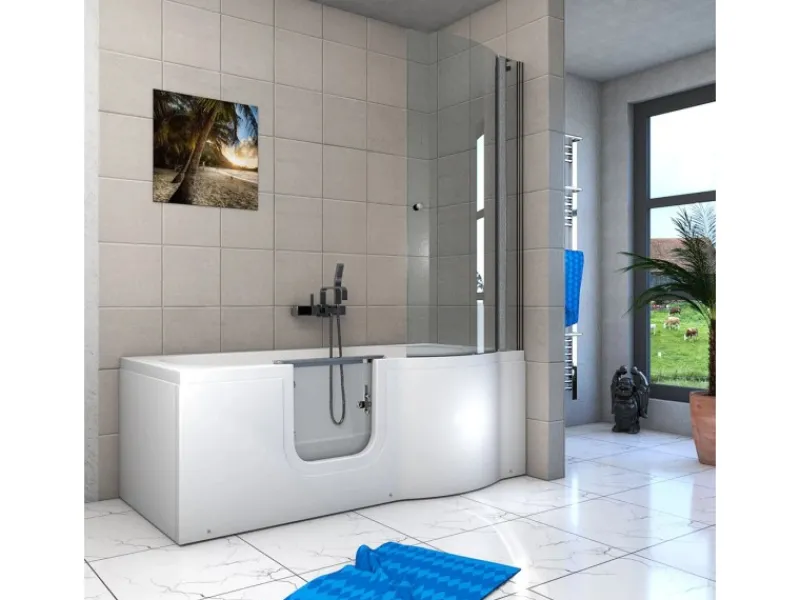 Online Seniorendusche und Badewanne mit Tür S12D-L Dusche 170x85 Einhebelmischer