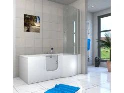Online Seniorendusche und Badewanne mit Tür S12D-EH-L-EC Dusche 170x85 Einhebelmischer
