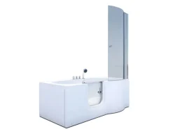 Clearance Seniorendusche und Badewanne mit Tür S12D-TH-L Dusche 170x85 Einhebelmischer