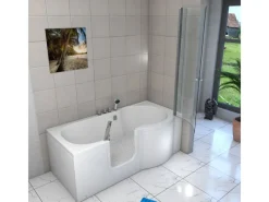 Clearance Seniorendusche und Badewanne mit Tür S12D-TH-L Dusche 170x85 Einhebelmischer
