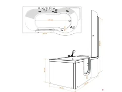 Clearance AcquaVapore Seniorendusche und Wanne mit Whirlpool S12D-TH-WP-L-EC Dusche 170x85