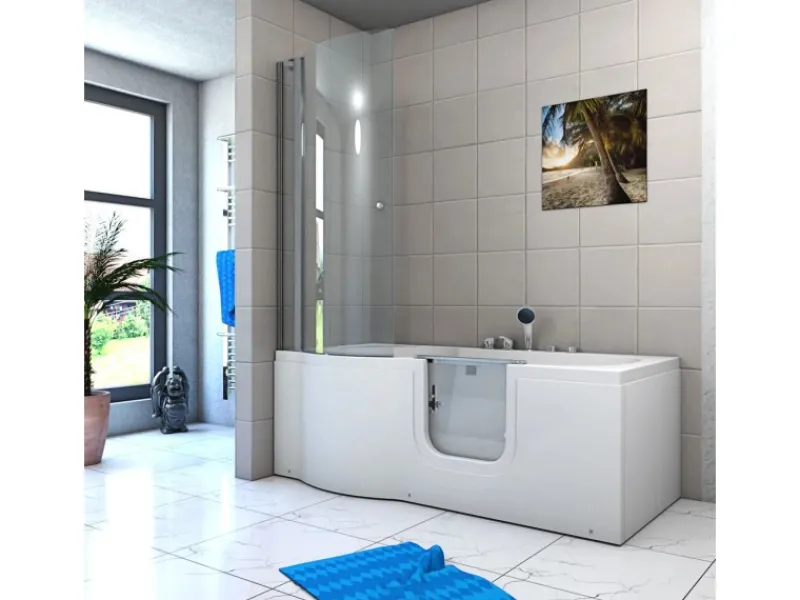Discount Seniorendusche und Wanne mit Whirlpool S12D-EH-AIR-R-EC Dusche 85x17 Einhebelmischer