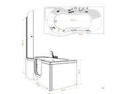 Discount AcquaVapore Seniorendusche und Badewanne mit Tür S12D-TH-R-EC Dusche 85x170