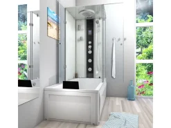 Sale AcquaVapore Whirlpool Dusche Kombination K05-L01-WP Duschtempel 180x90