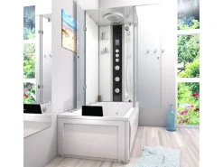 Whirlpool Dusche Kombination K05-L03-WP Duschtempel 180x90 Einhebelmischer