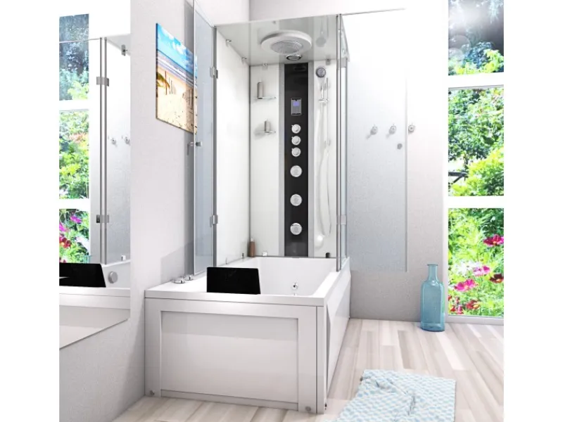 Whirlpool Dusche Kombination K05-L03-WP Duschtempel 180x90 Einhebelmischer