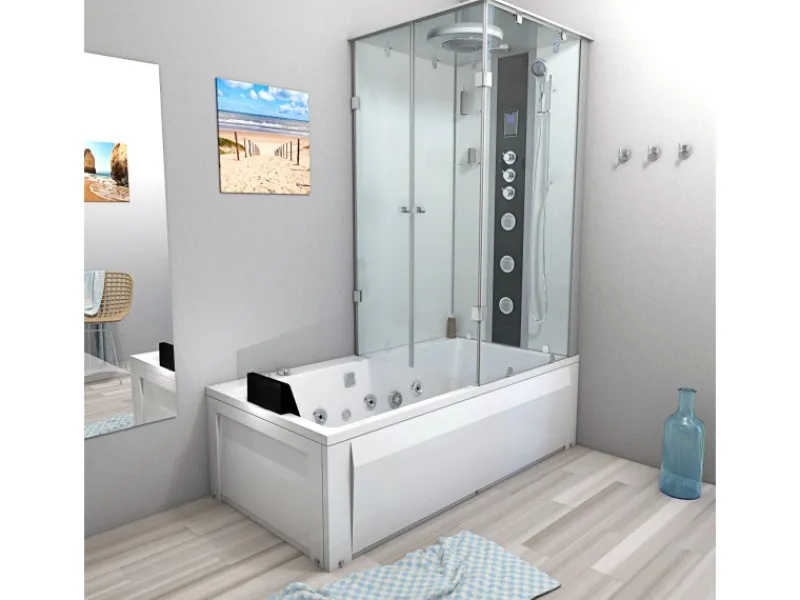 Whirlpool Dusche Kombination K05-L03-WP Duschtempel 180x90 Einhebelmischer