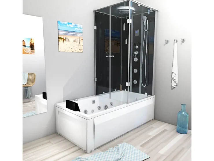 Hot Whirlpool Dusche Kombination K05-R00-WP-EC Duschtempel 90x180 Einhebelmischer