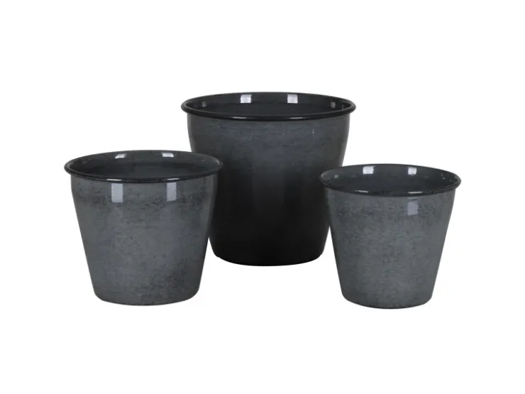 A.H.G. Töpfe<Metall-Topf mit Ablaufstopfen Ø 17 cm cm x 14 cm Anthrazit