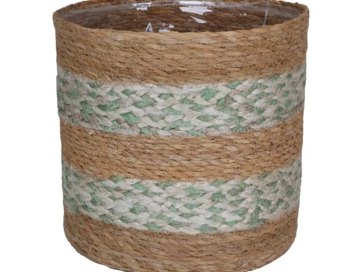 Best A.H.G. Pflanzkorb Seegras Zick Zack Wasserdicht Ø 14 cm x 14 cm Salbeibeige