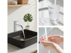 Best AICA Wasserhahn Bad Hoch Waschtischarmatur Auslauf Höhe 195mm Waschbecken Armaturen 304 Edelstahl Einhebelmischer Mischbatterie Chrom