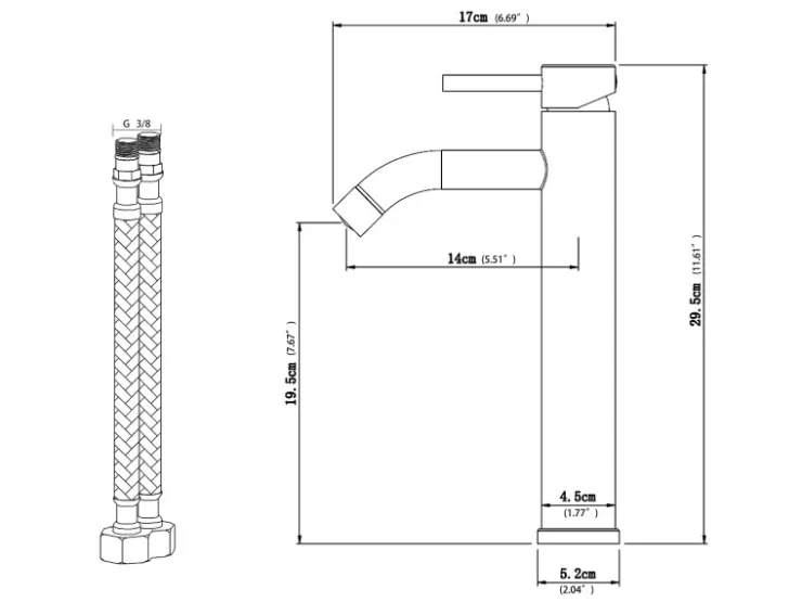 Best AICA Wasserhahn Bad Hoch Waschtischarmatur Auslauf Höhe 195mm Waschbecken Armaturen 304 Edelstahl Einhebelmischer Mischbatterie Chrom
